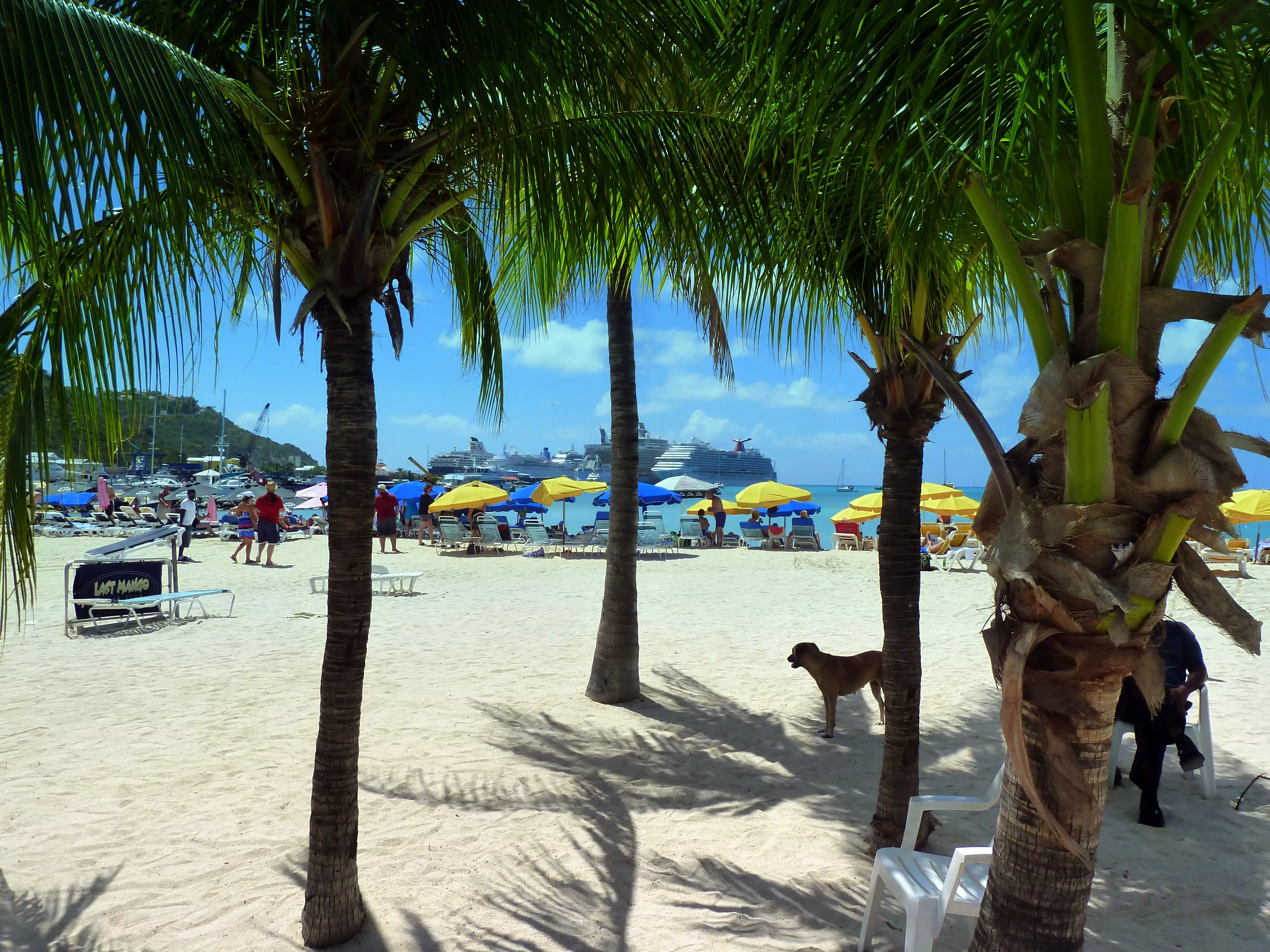 Great Bay Beach at Philipsburg looking east along the sand toward the headland and the cruise terminal